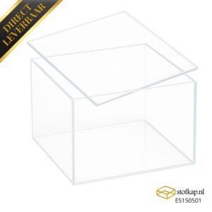 Stofkap Glashelder, met deksel 300 x 300 x 150